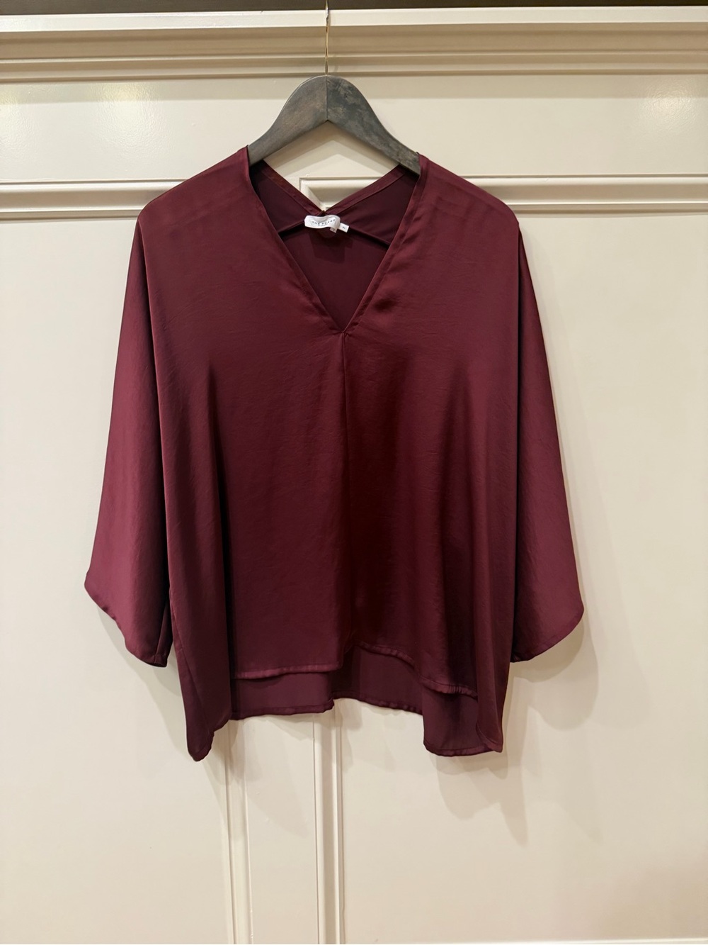 The Reset kimono style satin blouse v-neck